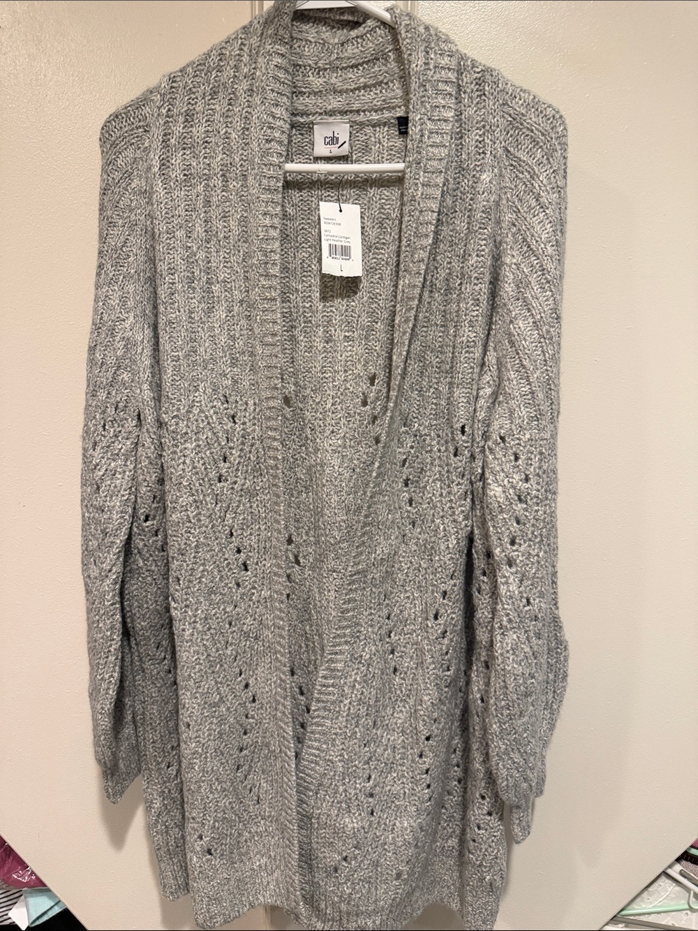 CAbi Heather Gray Open-Front Knit Cardigan